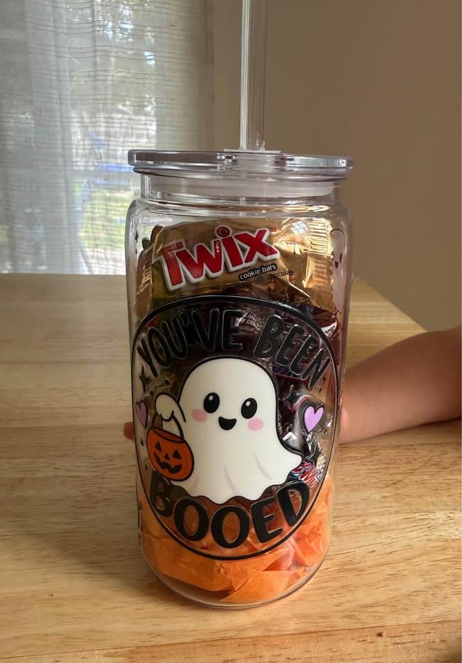 Halloween Boo Cup with Treats | Reusable Ghost Cup with Straw | Candy & Toy Filled Halloween Gift | Kids Boo Basket | Spooky Season Gift - Image 3